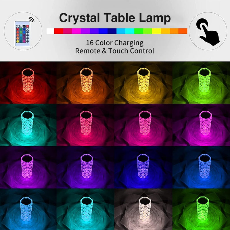 LED Crystal Table Lamp Rose Light