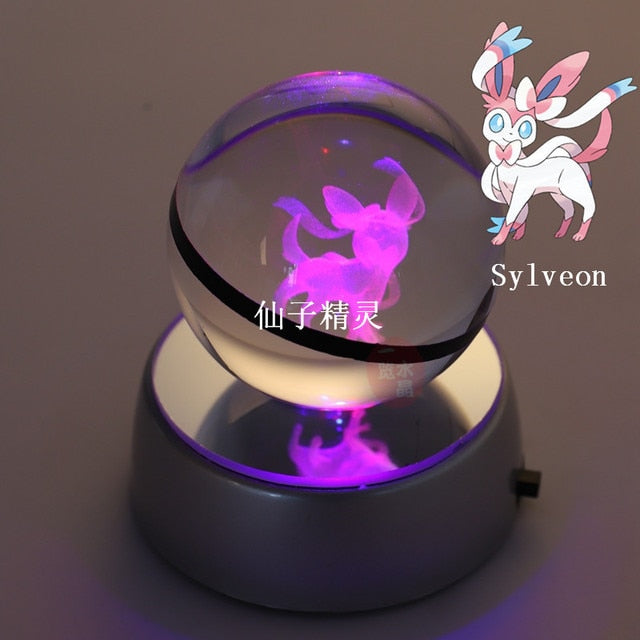 Pokemon 3D Crystal Ball With Led Light