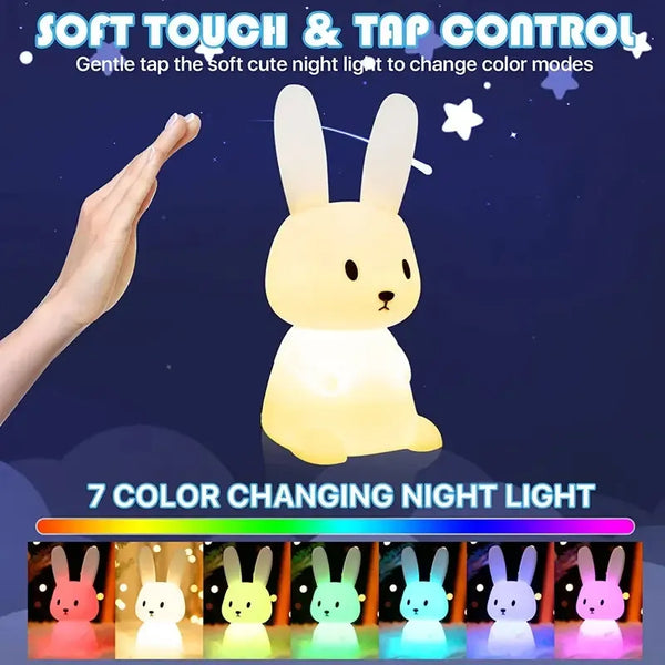 Silicone Rabbit Touch Sensor LED Night Light