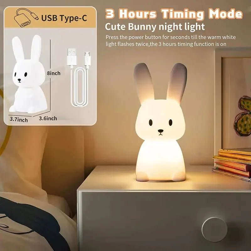 Silicone Rabbit Touch Sensor LED Night Light