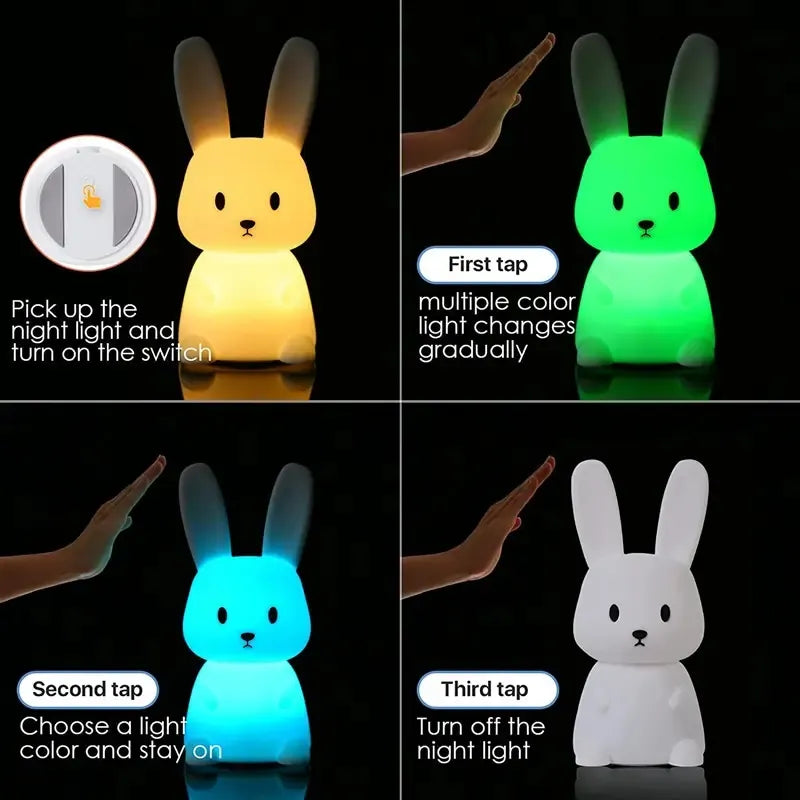 Silicone Rabbit Touch Sensor LED Night Light