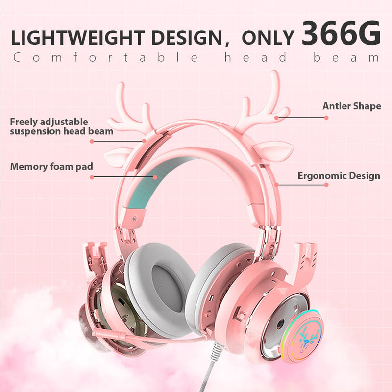 RGB Girl Gaming Cute Headset with Microphone