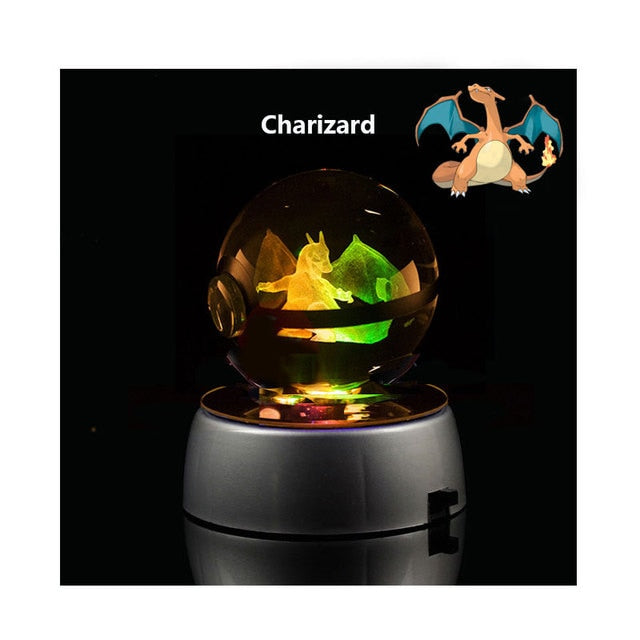 Pokemon 3D Crystal Ball With Led Light