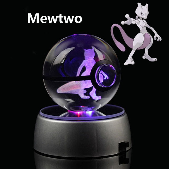 Pokemon 3D Crystal Ball With Led Light