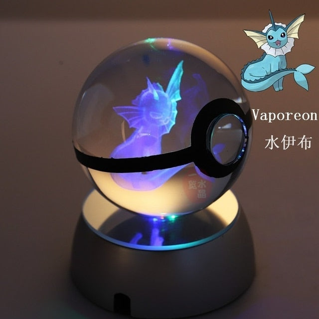 Pokemon 3D Crystal Ball With Led Light