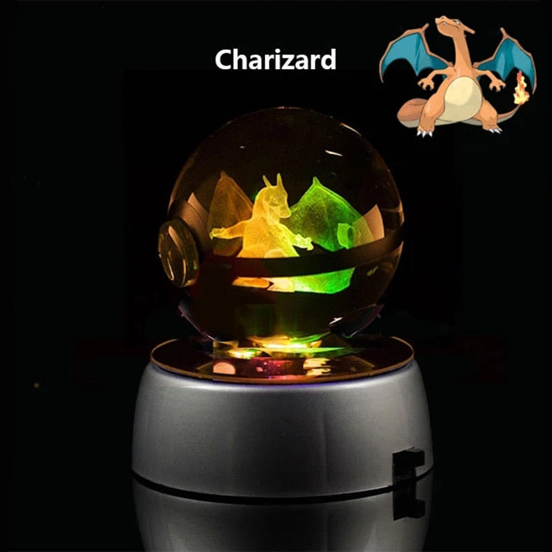 Pokemon 3D Crystal Ball With Led Light