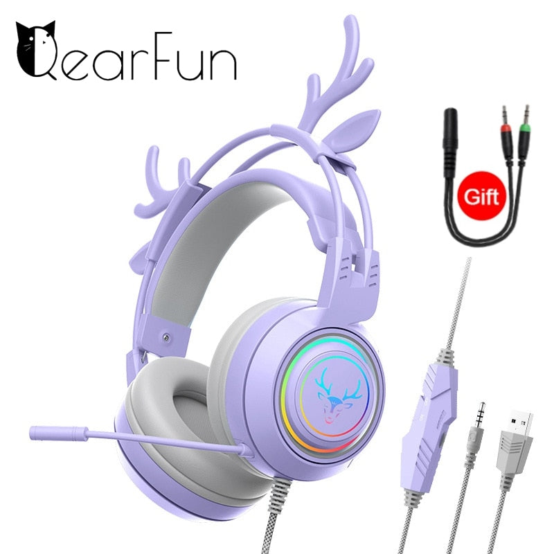 RGB Girl Gaming Cute Headset with Microphone