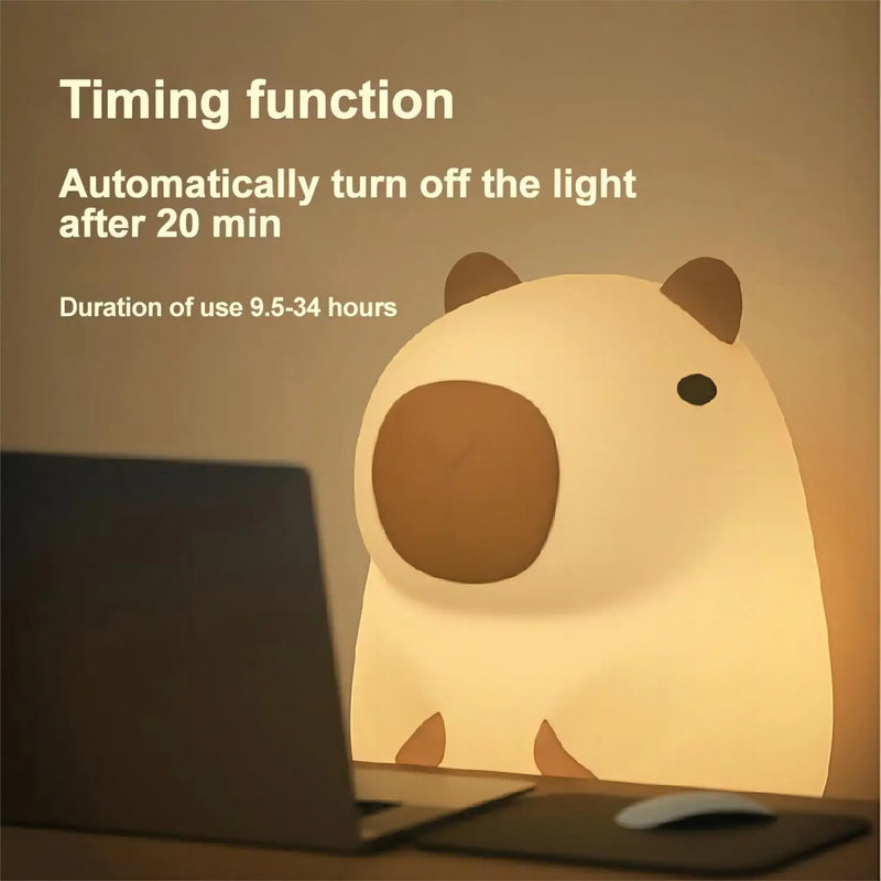 Cute Cartoon Capybara Silicone Night Light