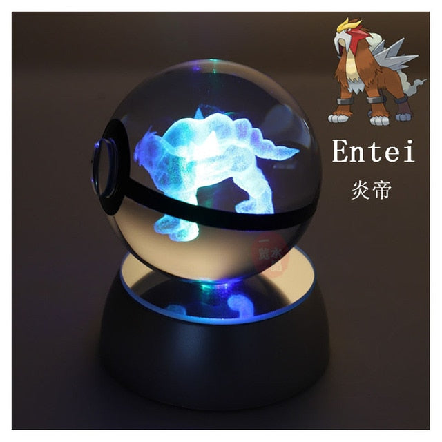 Pokemon 3D Crystal Ball With Led Light