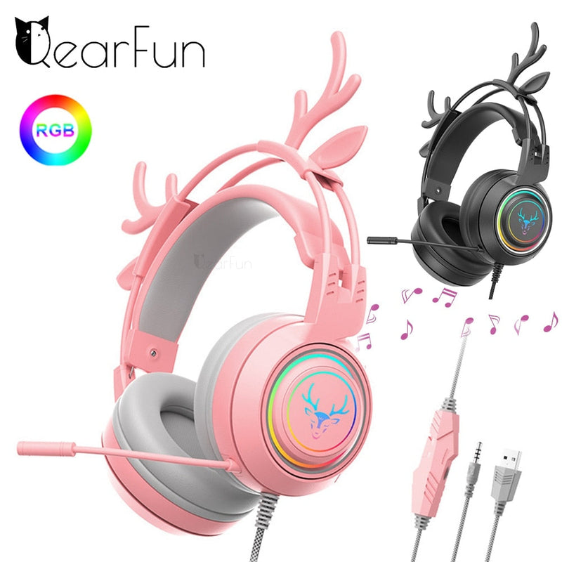 RGB Girl Gaming Cute Headset with Microphone