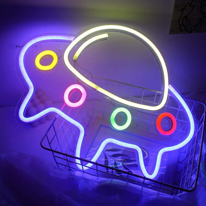 Neon Sign Game pad, Alien, Spaceship Neon Light for Game Room Decor