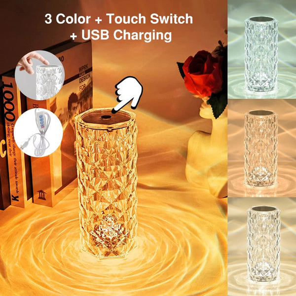 LED Crystal Table Lamp Rose Light